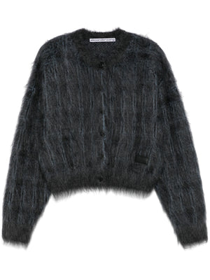 ALEXANDER WANG - Women Long Sleeve Cardigan In Plaid Brushed Mohair