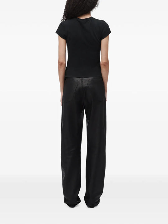 Black t-shirt, full body view
