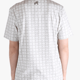 Grey shirt worn by a person, showing the shirt's fit