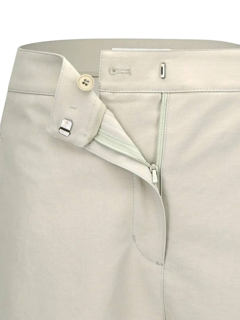 Close up of Tan pants, showing texture of the 100% cotton fabric