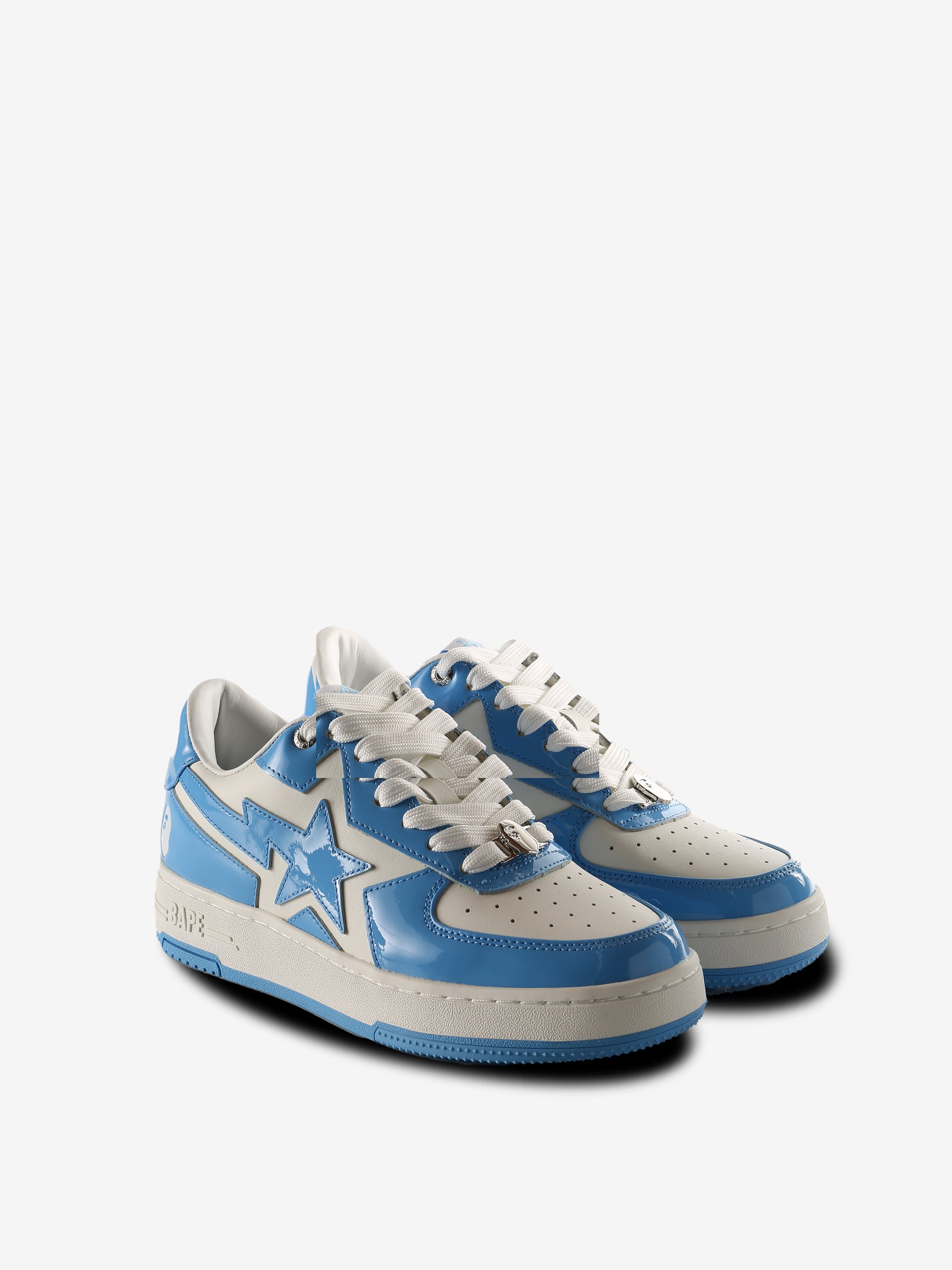 Blue sneakers, side view