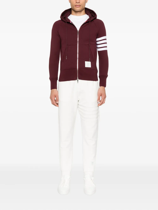 Red hoodies, full body view