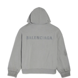Grey sweats-hoodies, back view