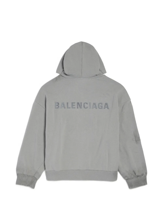 Grey sweats-hoodies, back view
