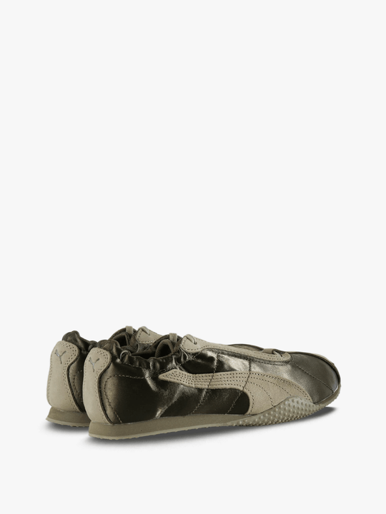 Tan shoes, side view