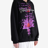 Black hoodie worn by a person, showing the hoodie fit