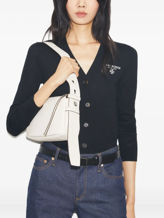 White bags worn by a person, showing the bgas's fit