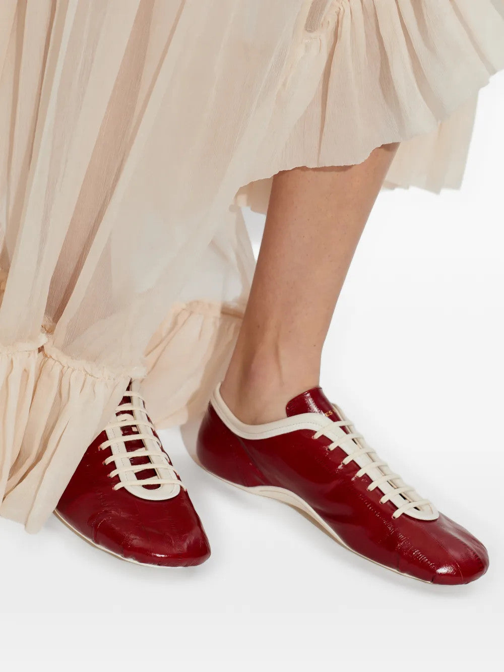 Red shoes, front view
