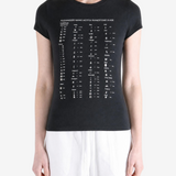 Black t-shirt worn by a person, showing the t-shirt fit