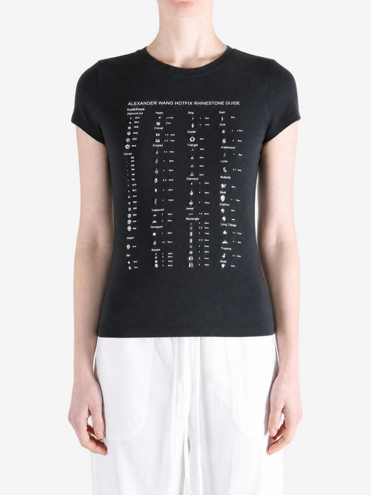 Black t-shirt worn by a person, showing the t-shirt fit