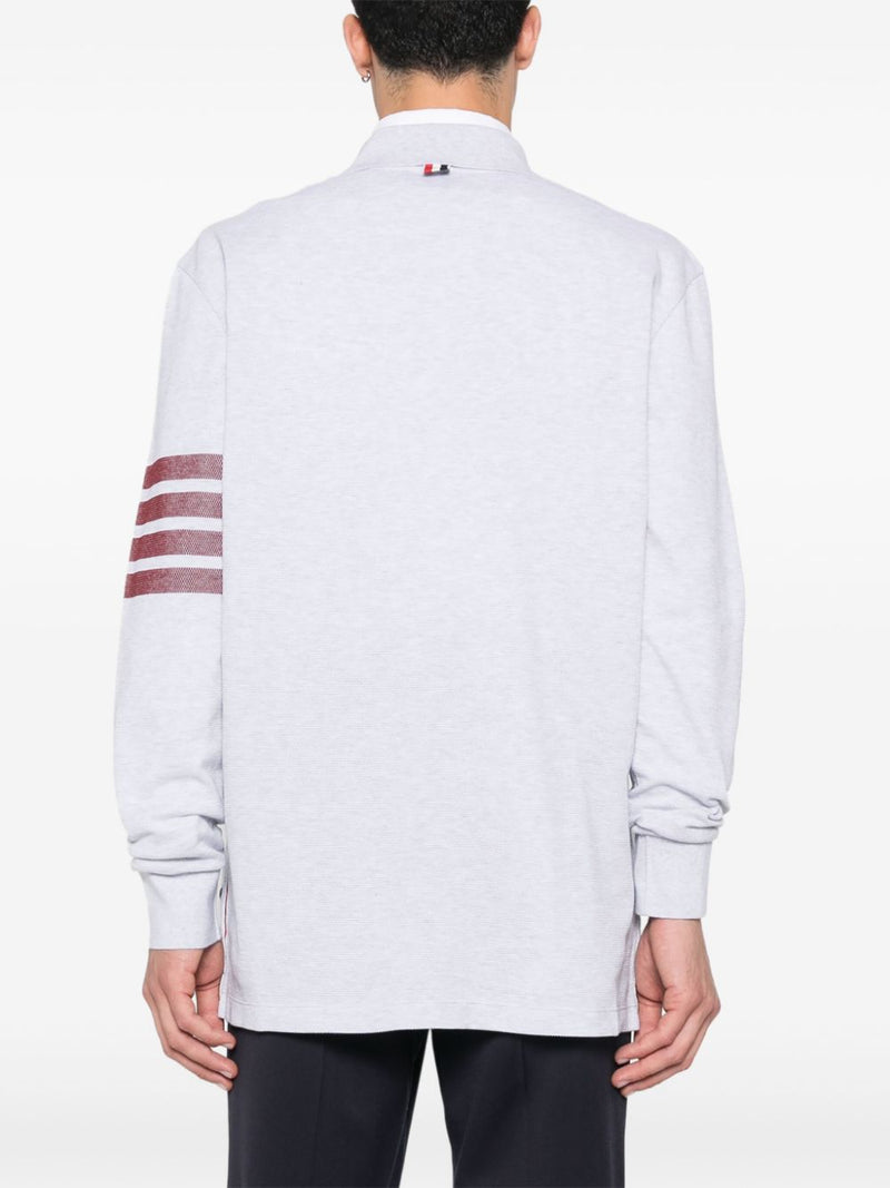 THOM BROWNE - Men Long Sleeve Polo With Knit Chest Pocket