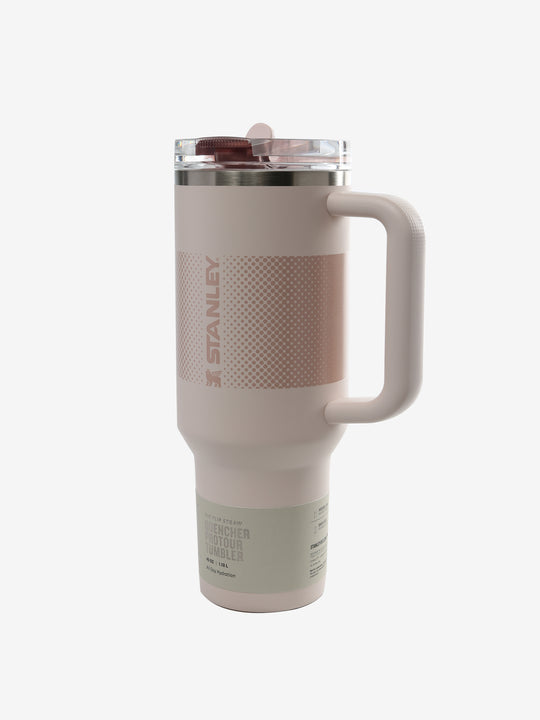 pink tumbler, front view