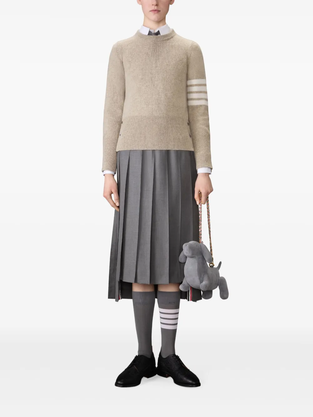 tan knitwear, full body view