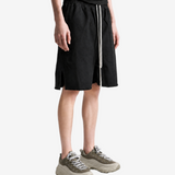 Black shorts, full body view