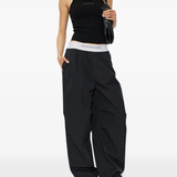 ALEXANDER WANG - Women Logo Elastic Mid-Rise Pleated Knee Pant