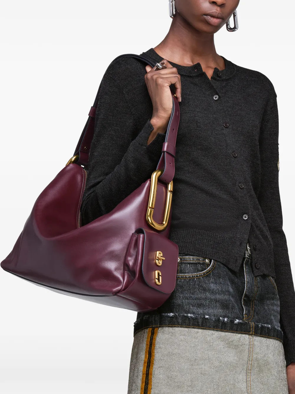 Burgundy bag, front view