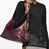 Burgundy bag, front view