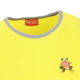 Close up of yellow t-shirts, showing texture of the cotton fabric