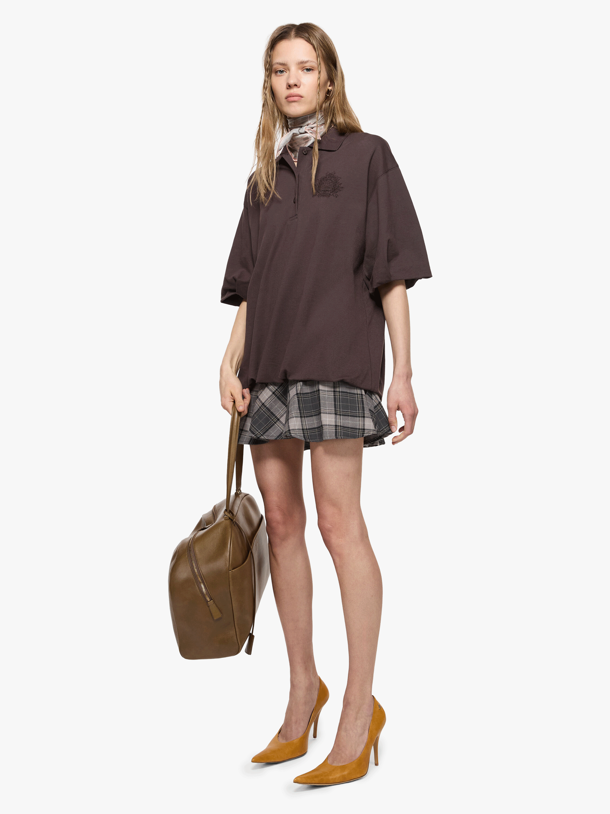 Brown dress, full body view