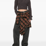 Brown knitwear, full body view