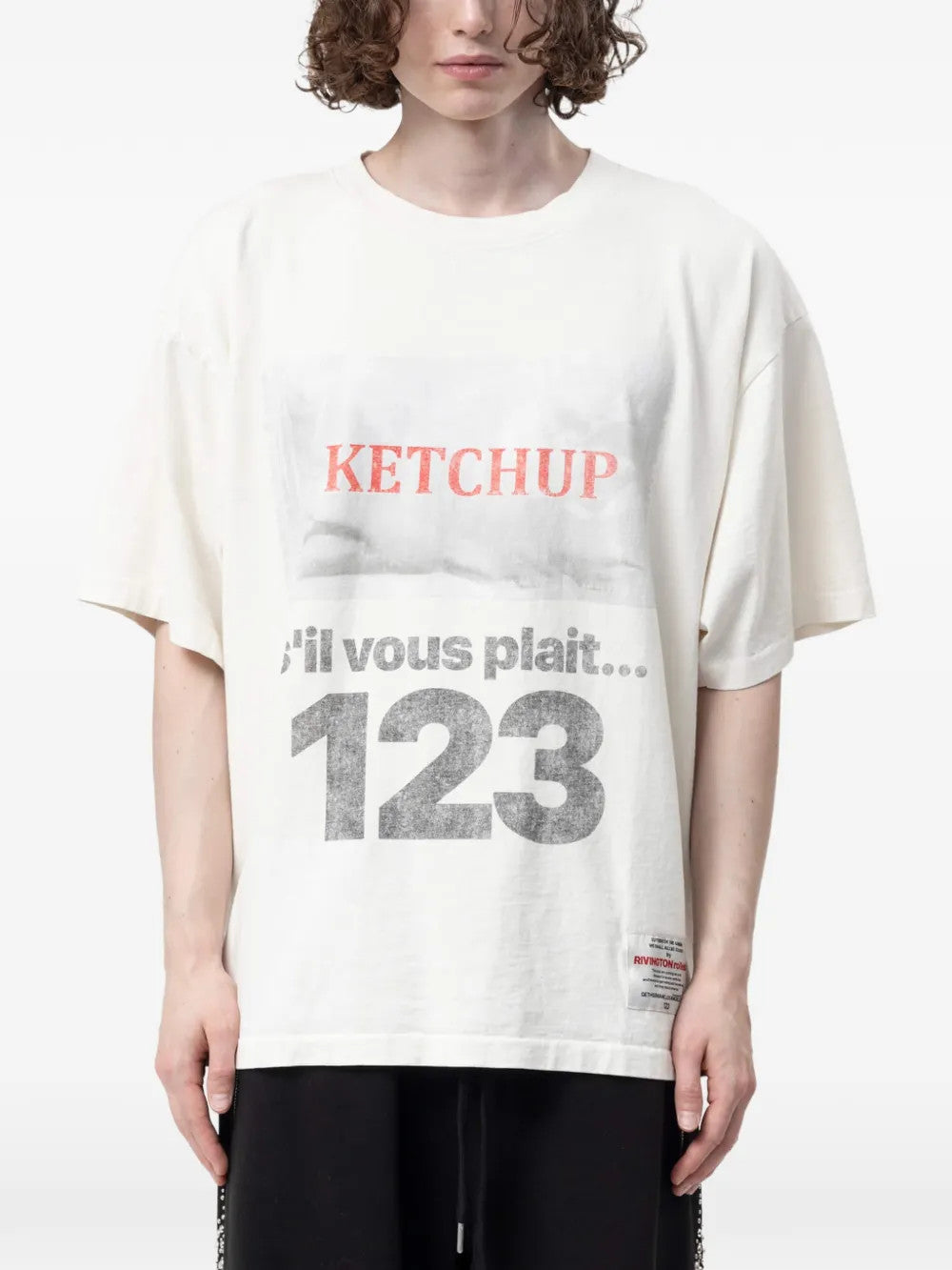 White t-shirt, full body view