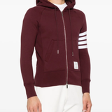 Red hoodies worn by a person, showing the hoodies fit