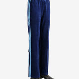 Blue pants worn by a person, showing the pants' fit