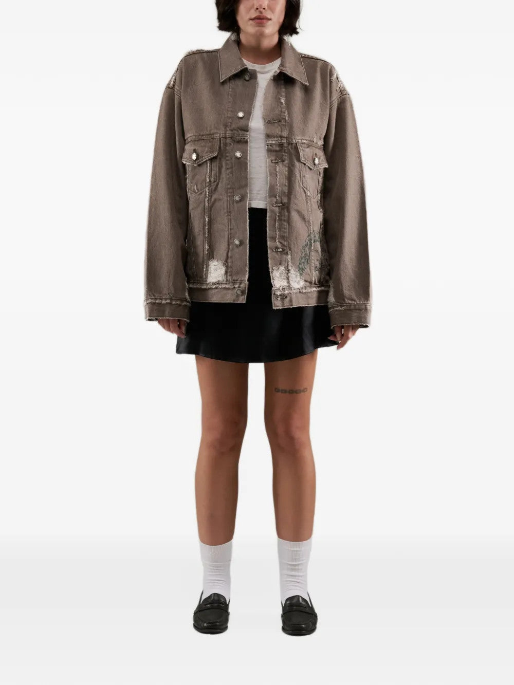 Brown jacket, full body view