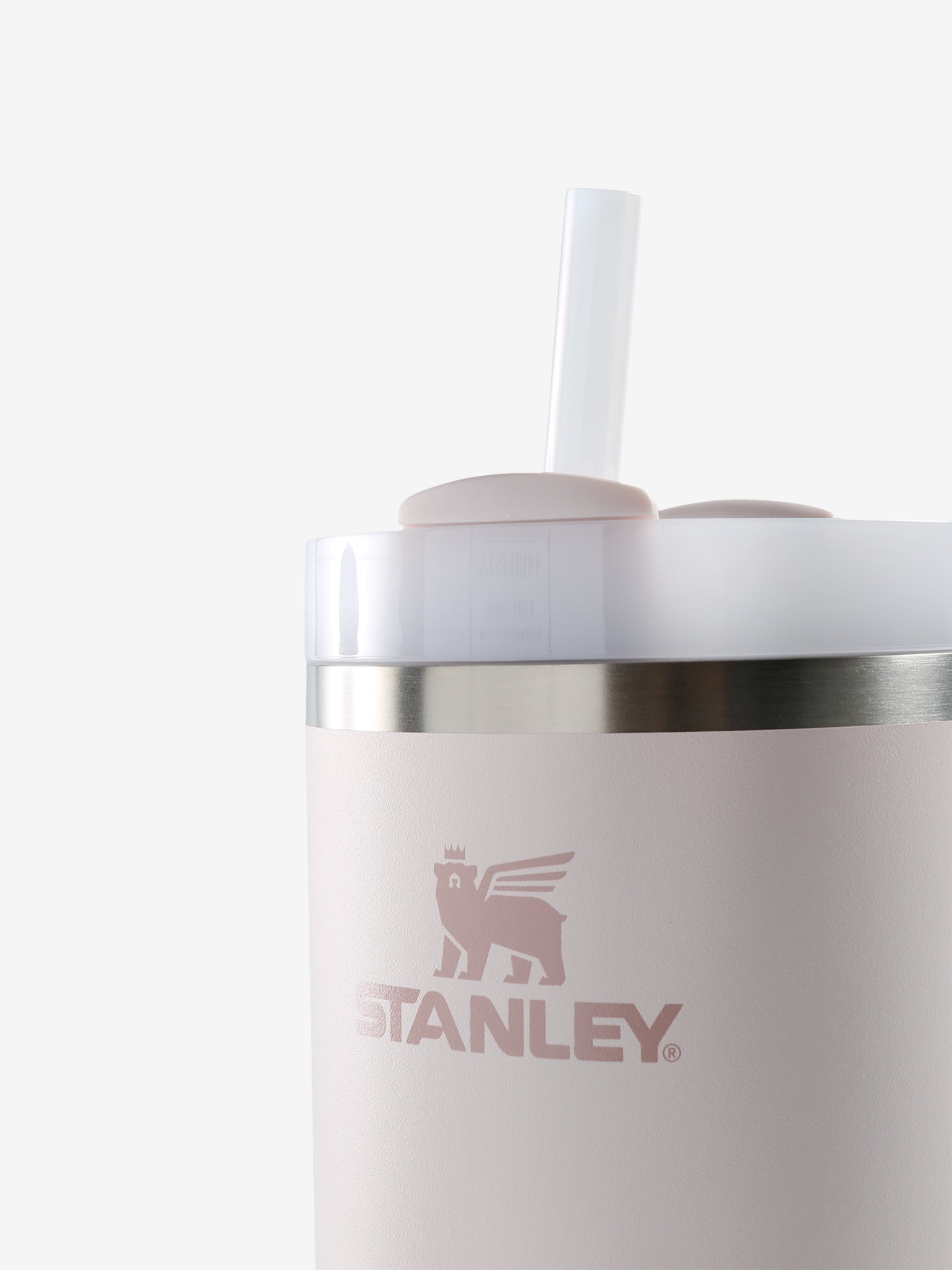 Close up of pink tumbler, showing texture of the stainless steel fabric