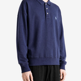 Navy top, full body view