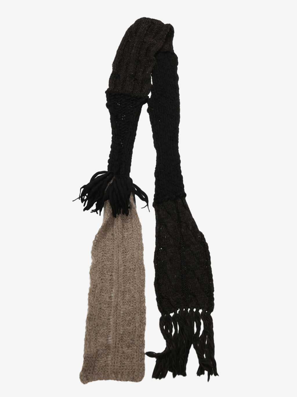 Y'S - Women Slub×Mohair Combi Patched Knitted Scarf