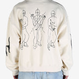 White sweatshirt,worn by a person showing the sweatshirt's fit