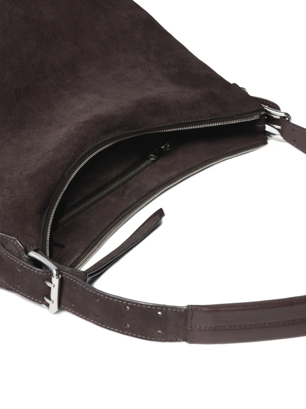 Close up of brown bag, showing texture of the Calfskin fabric