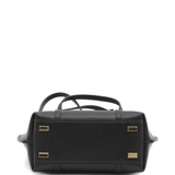 Close up of black bag,showing texture of the leather fabric