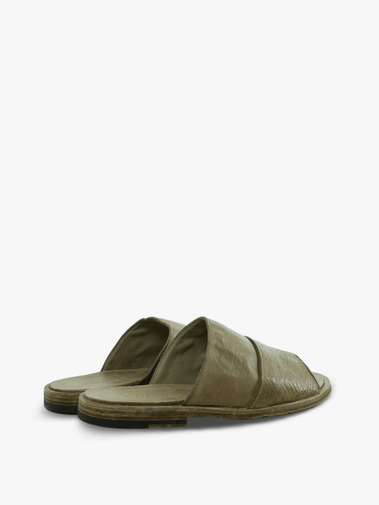 Green sandals, side view