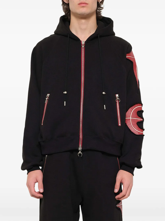 Black hoodie, full body view
