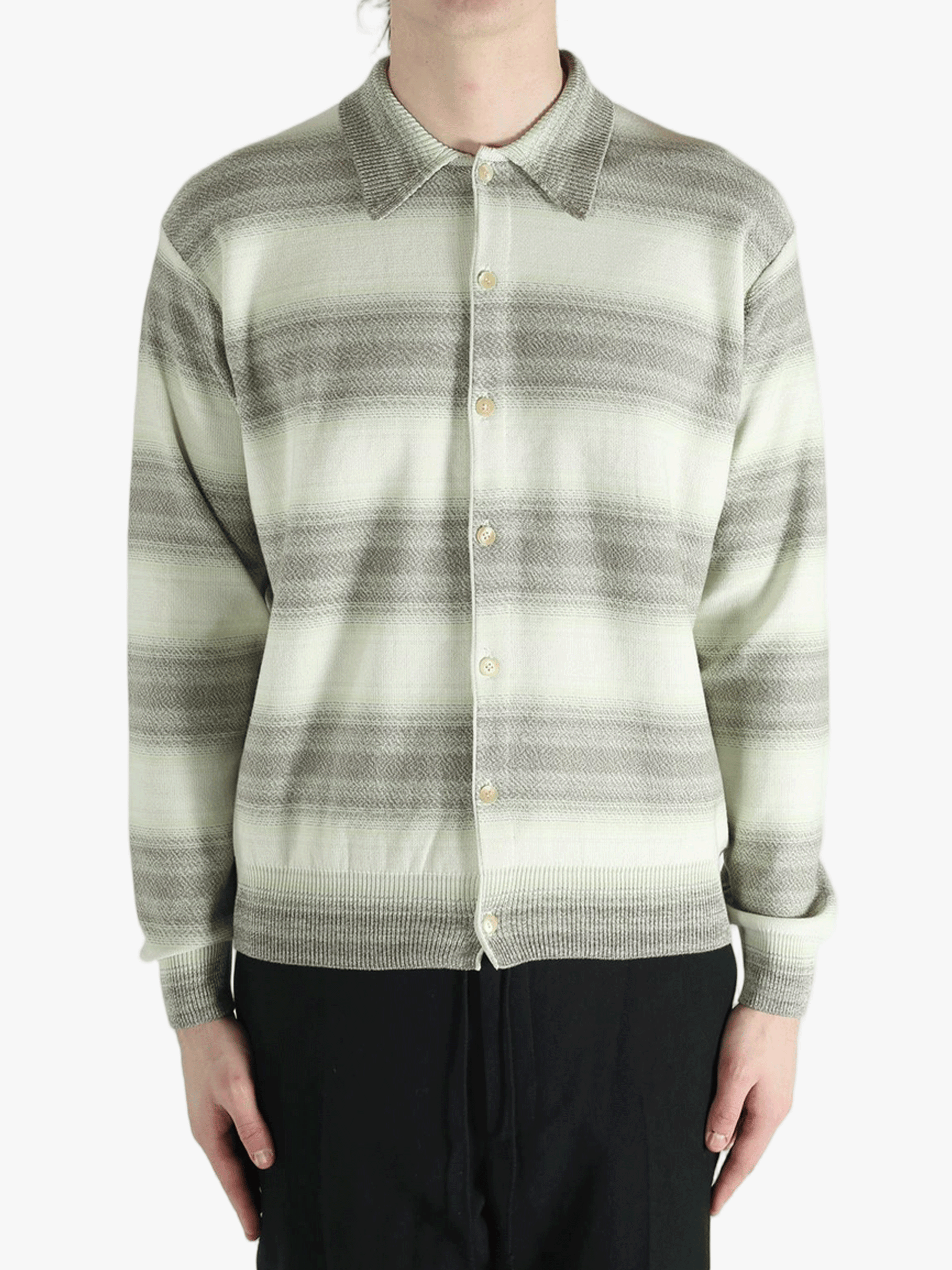 AURALEE - Women Cotton Silk Gradient Stripe P/O Boat Neck Knit