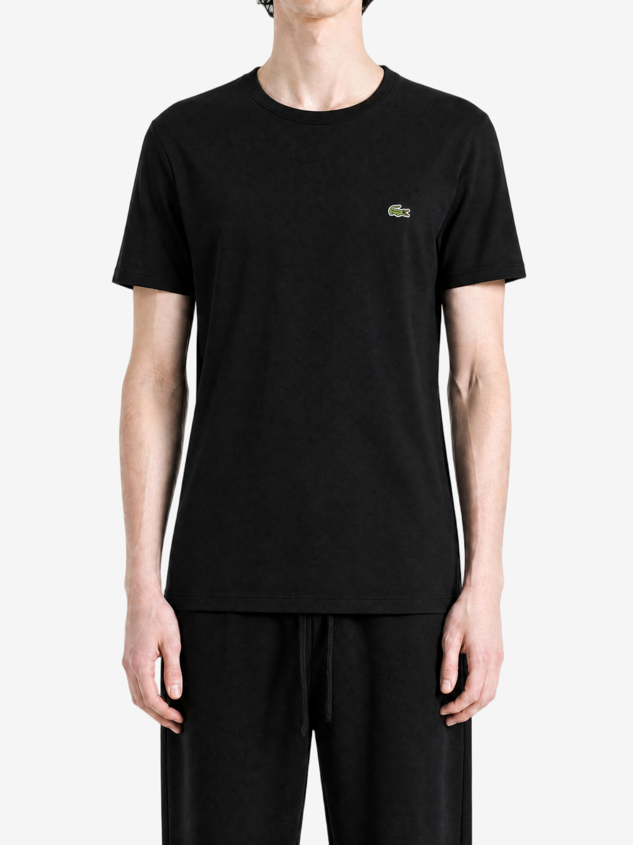 Black t-shirt, full body view