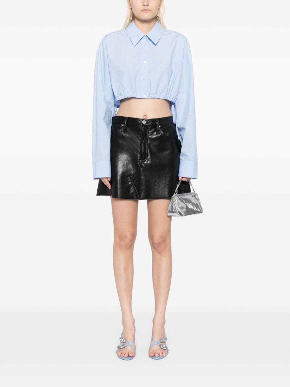 ALEXANDER WANG - Women Hotfix Drawstring Cropped Buttondown