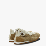 Tan sneakers, side view