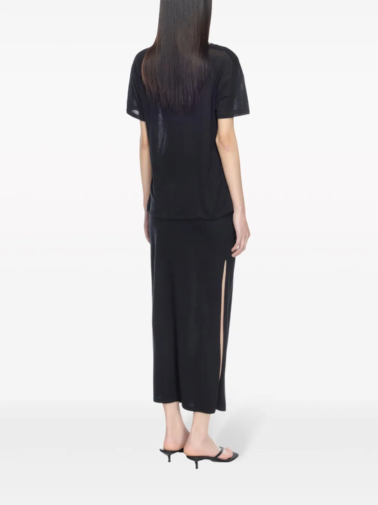 Black t-shirts, full body view