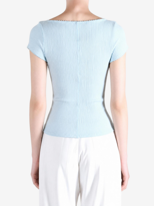 Blue knitwear, front view