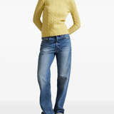 Yellow pullover,full body view