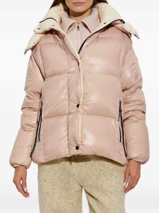 Pink jacket worn by a person, showing the jacket fit