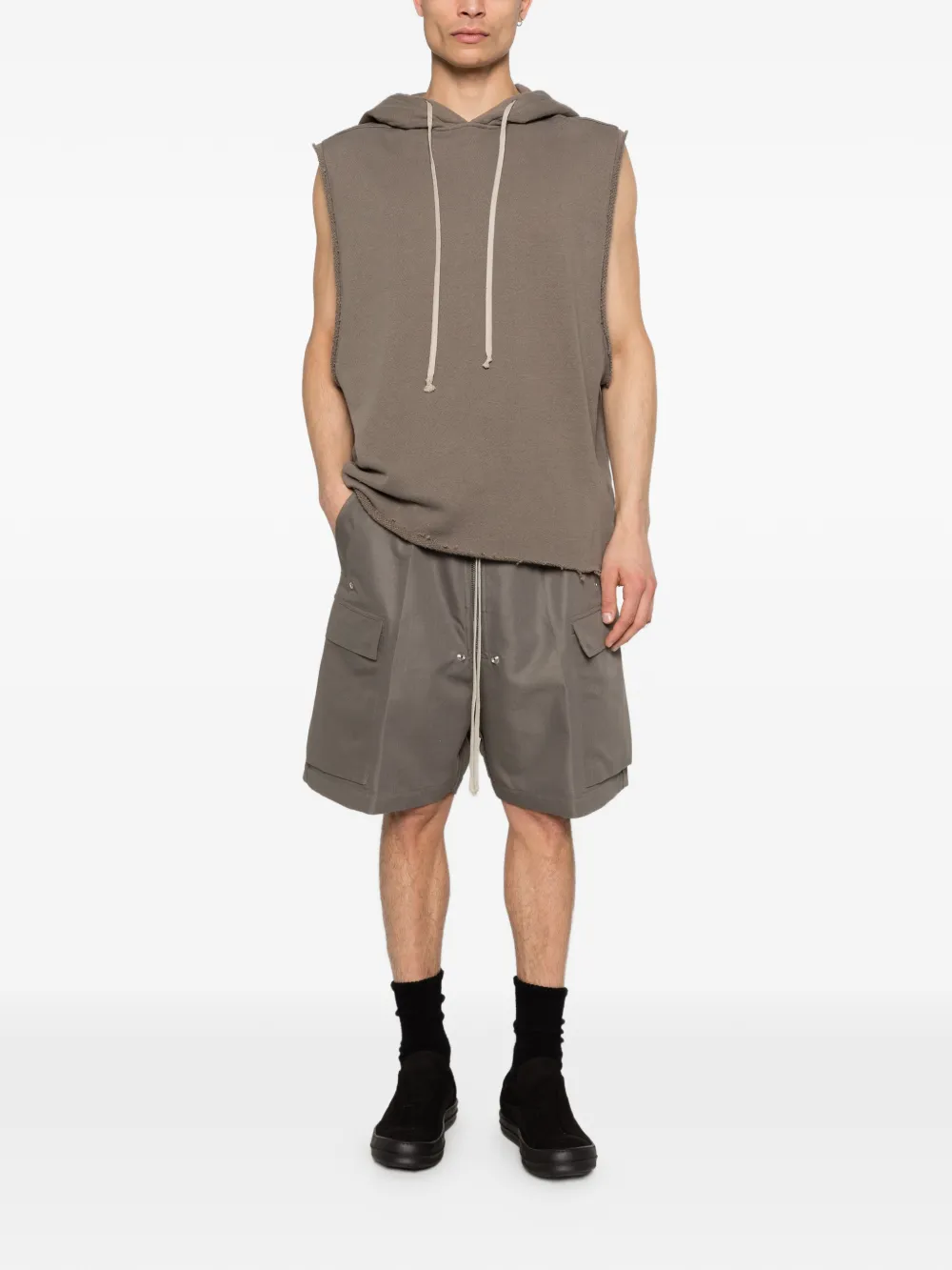 Brown hoodie, full body view
