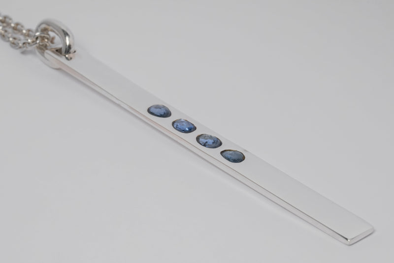 PARTS OF FOUR - Plate Necklace (1.6 CT, 4 Blue Sapphire Faceted Slab, Half, PA+SAF)