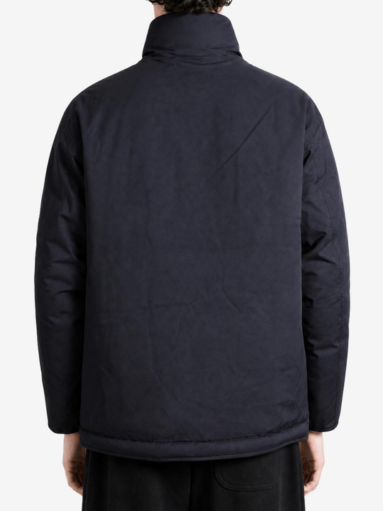 Navy jacket, full body view