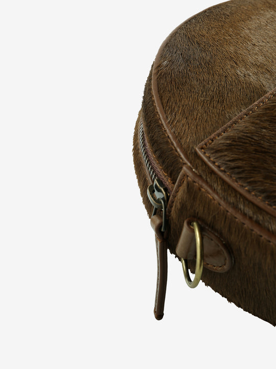 Close up of green bag, showing texture of the fabric