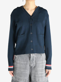 THOM BROWNE - Women Milano Stitch  W/RWB Stripe Cardigan Hoodie