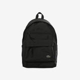 Black backpack, front view
